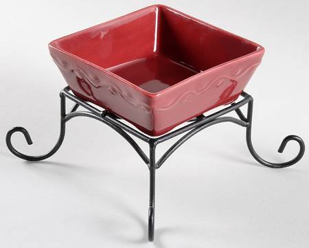 Country Garden 5" Square Bowl with 3" High Metal Stand
