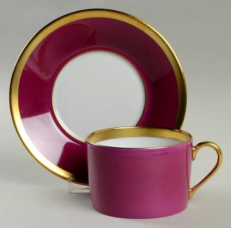 Laque de Chine Gold (Aubergene) Flat Cup & Saucer Set