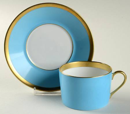 Laque de Chine Gold (Light Blue) Flat Cup & Saucer Set