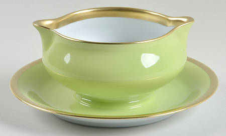 Laque de Chine Gold (Pistachio) Gravy Boat with Attached Underplate