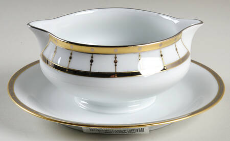 Tambour Gravy Boat with Attached Underplate