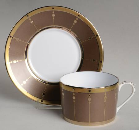 Tambour Bronze Flat Cup & Saucer Set