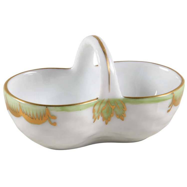 Princess Victoria Green Basket Shaped Individual Salt Dip