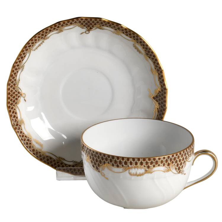 Fish Scale Footed Cup & Saucer Set by Herend