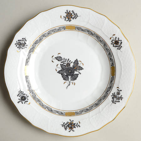 Chinese Bouquet Black Dessert/Pie Plate