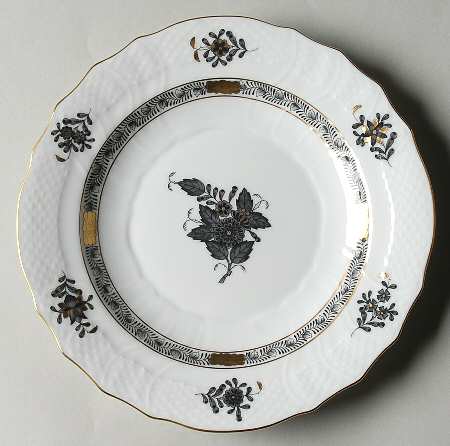 Chinese Bouquet Black Salad Plate