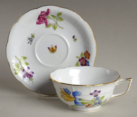 Antique Iris Footed Cup & Saucer Set