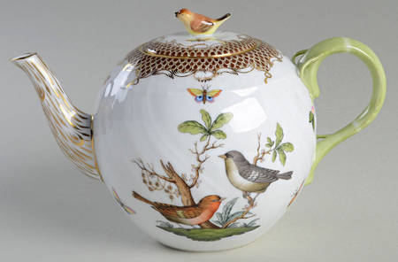 Rothschild Bird Brown Border Teapot & Lid