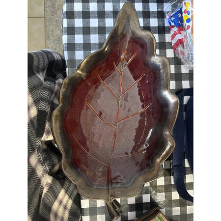American Simplicity Rust 15" Leaf Shaped Platter