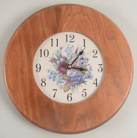 Floral Wood Hanging Wall Clock