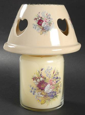 Floral Glass Candle Jar & Ceramic Shade