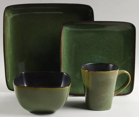 Rave Green Square 4 Piece Place Setting