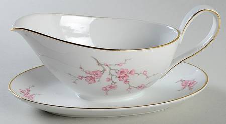 Almond Blossom Gravy Boat with Attached Underplate