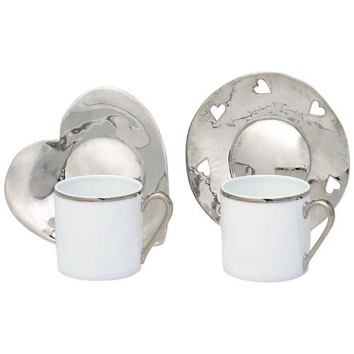 Coup de Coeurs Platinum Flat Demi Cup & Saucer Set - Set of 2 (Motif 7-8)
