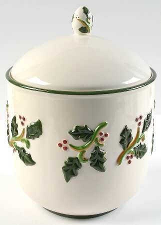Holly Cookie Jar & Lid