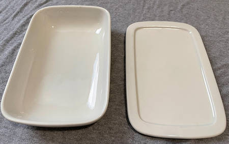 White Rectangular Baker & Lid