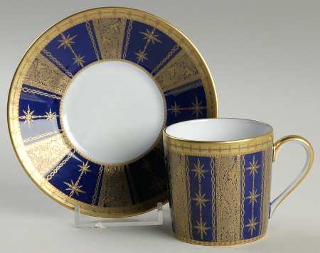 Botticelli Bleu de Four (Blue) Flat Demitasse Cup & Saucer Set