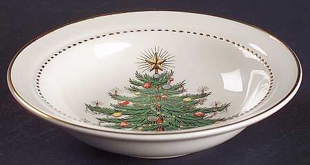 Christmas Tree & Holly Rim Fruit/Dessert (Sauce) Bowl