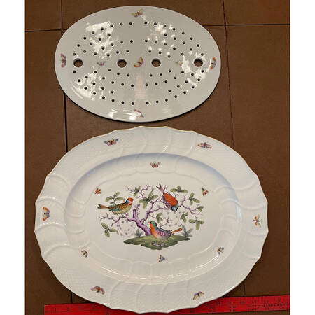 Rothschild Bird (Pastel Colors) 18" Oval Platter & Strainer