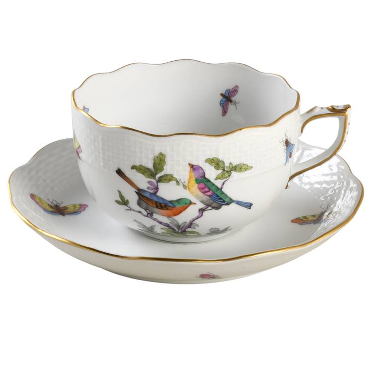 Rothschild Bird (Pastel Colors) Flat Cup & Saucer Set