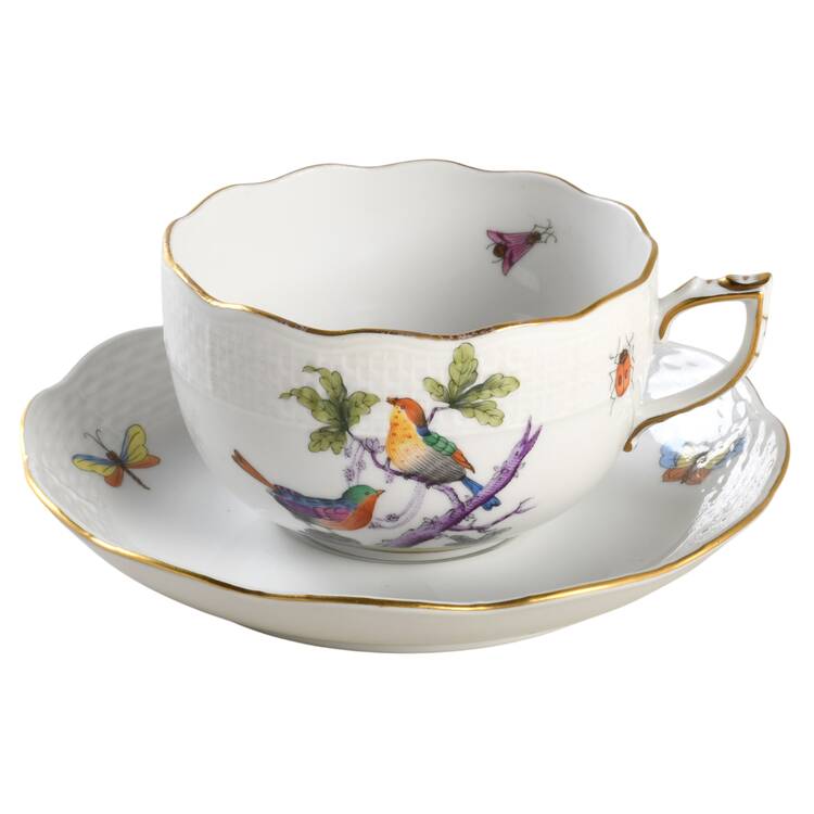 Rothschild Bird (Pastel Colors) Flat Cup & Saucer Set