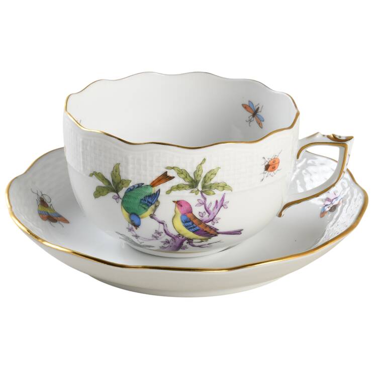 Rothschild Bird (Pastel Colors) Flat Cup & Saucer Set