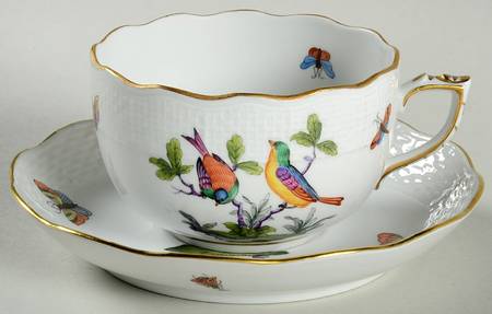 Rothschild Bird (Pastel Colors) Flat Cup & Saucer Set