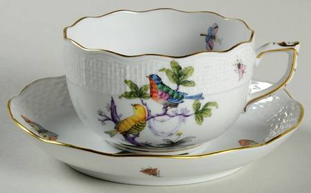 Rothschild Bird (Pastel Colors) Flat Cup & Saucer Set