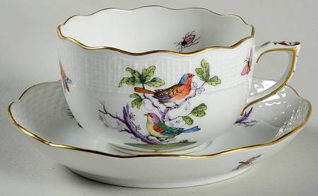 Rothschild Bird (Pastel Colors) Flat Cup & Saucer Set