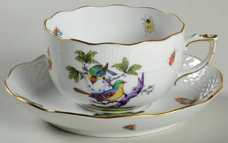 Rothschild Bird (Pastel Colors) Flat Cup & Saucer Set