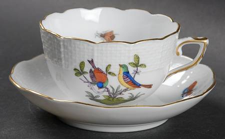 Rothschild Bird (Pastel Colors) Flat Demitasse Cup & Saucer Set