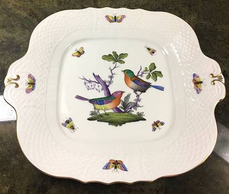 Rothschild Bird (Pastel Colors) Square Handled Cake Plate
