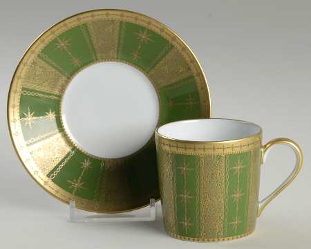 Botticelli Vert Empire (Green) Flat Demitasse Cup & Saucer Set