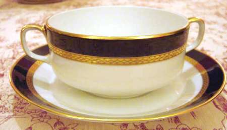 Diamant (Cobalt, Rim Shape) Flat Cream Soup Bowl & Saucer Set