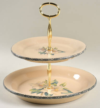 Magnolia 6 5/8"-10"  2 Tiered Serving Tray (Dp, Sp) HC