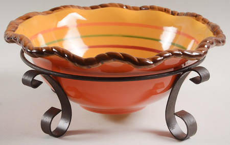 Tuscan Home 9" Salad Serving Bowl & Metal Stand