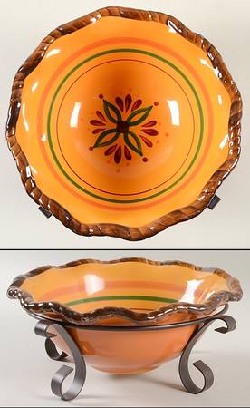 Tuscan Home 10" Salad Serving Bowl & Metal Stand