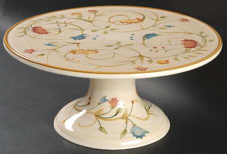 American Simplicity Floral 12" Diameter Pedestal Cake Stand