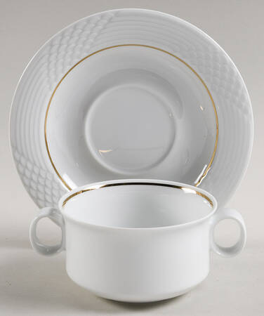 HUT1836 (Gold Verge, No Trim) Flat Cream Soup Bowl & Saucer Set