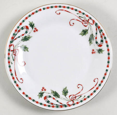 Tartan Ribbon (White Background, Gold Trim) Bread & Butter Plate