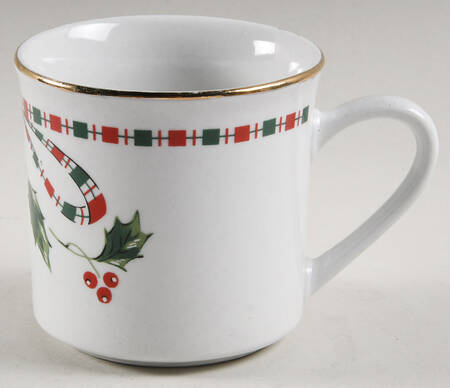 Tartan Ribbon (White Background, Gold Trim) Flat Cup