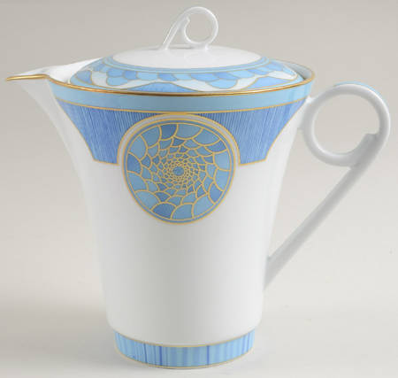 Eventails Bleu Tea/Coffee Pot & Lid
