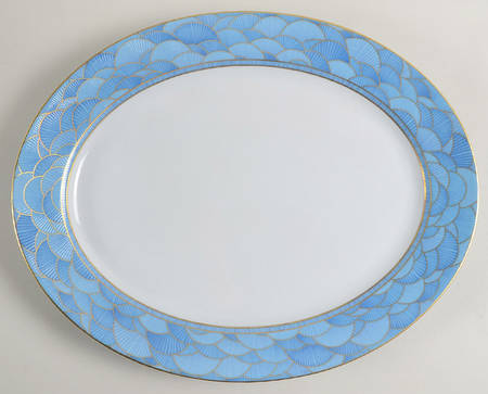 Eventails Bleu 15" Oval Serving Platter