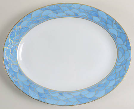 Eventails Bleu 13" Oval Serving Platter
