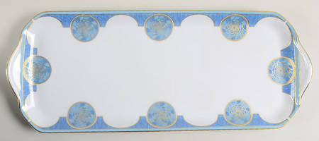 Eventails Bleu Oblong Cake Plate