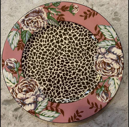 Floral & Cheetah Salad Plate