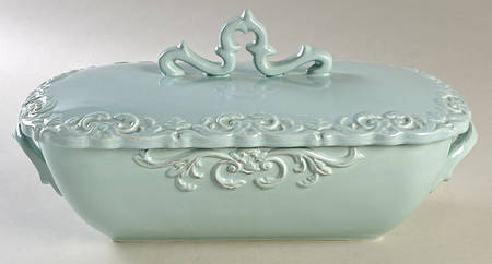 Madison Collection Antique Blue Rectangular Covered Vegetable