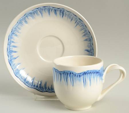 Shell Edge Blue Flat Cup & Saucer Set