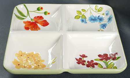 Garden Bouquet Divided 4-Part Square Platter