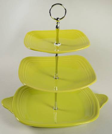 Fiesta Lemongrass (Intro 2009) 3 Tiered Serving Tray (SQTRH,LPS,SPS)